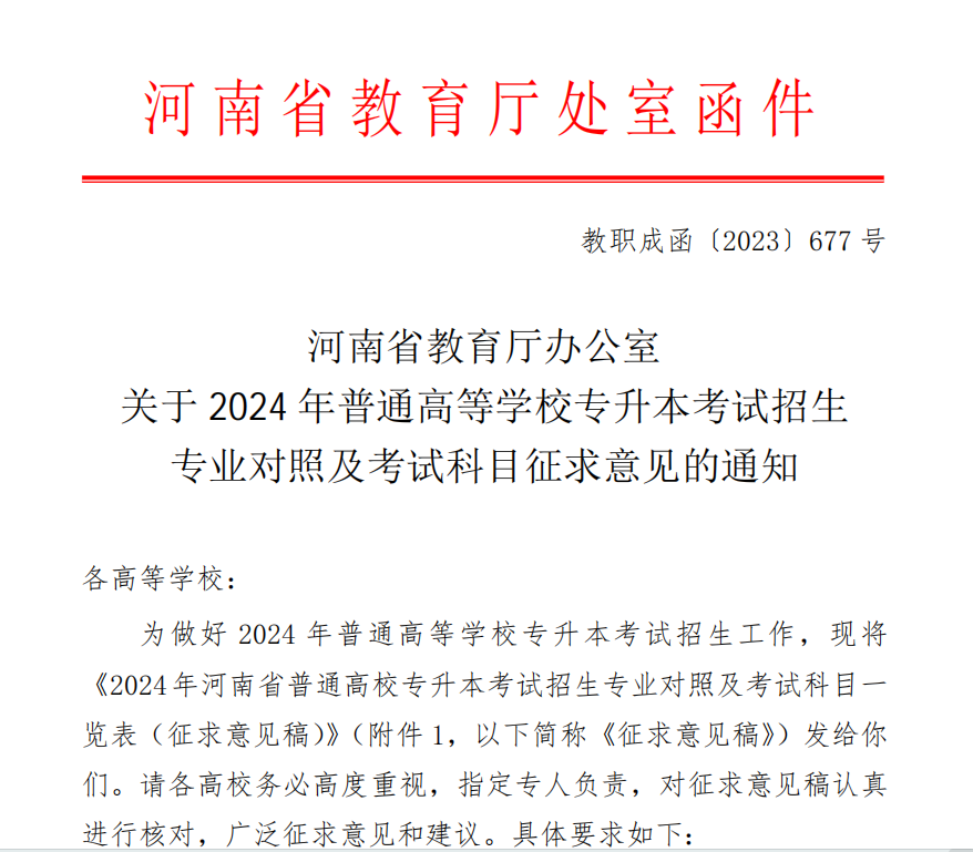 【重磅】2024年河南专升本考试工作已经开始，个别专业报考及考试科目变化很大！